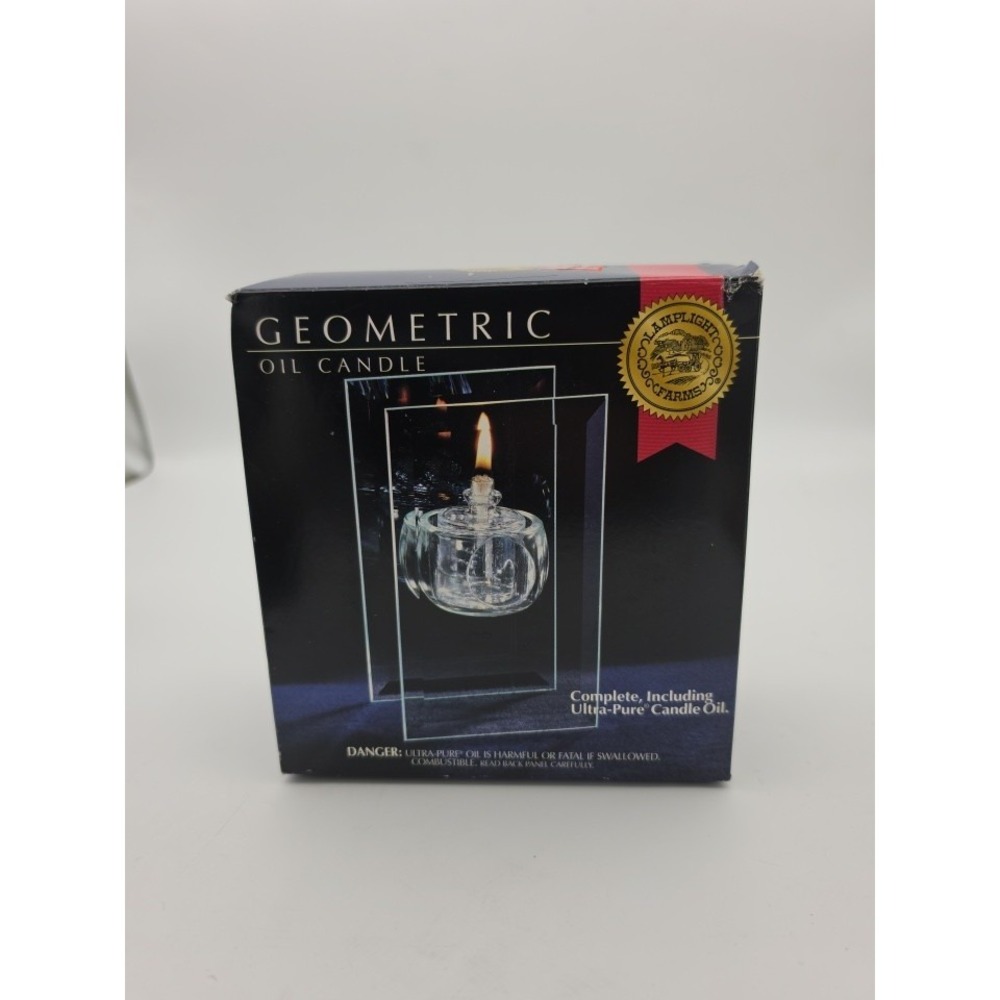 NIB LAMPLIGHTER FARMS GEOMETRIC OIL CANDLE CLEAR GLASS MODERN CONTEMPORARY